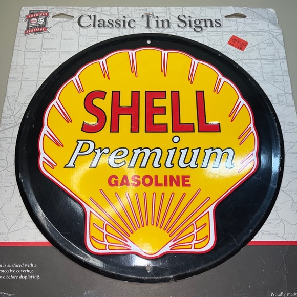 Shell Premium Gasoline Vtg Design Circle Sign New W/original Display Cardboard - Picture 6 of 9